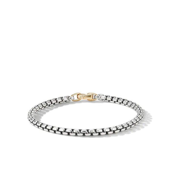 DY Bel Aire Box Chain Bracelet in Sterling Silver with 14K Yellow Gold 4mm David Yurman Bracelets