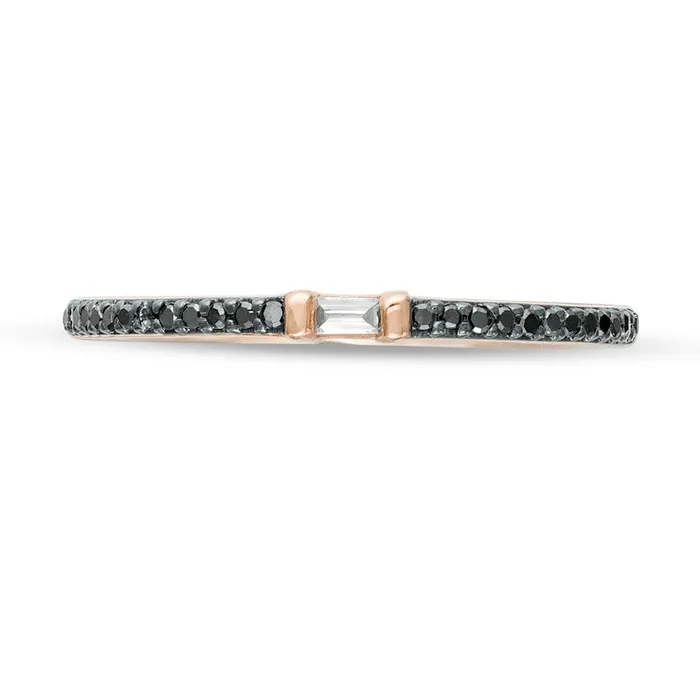 010 CT TW Enhanced Black and White Natural Diamond Anniversary Band in Solid 10K Rose Gold Goldia Rings