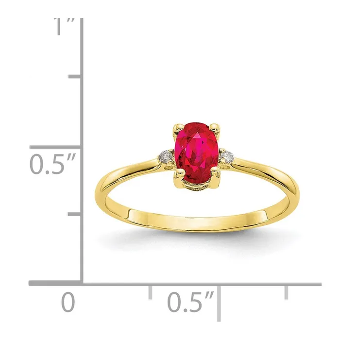 10K Yellow Gold Polished Geniune Real Diamond Ruby Birthstone Ring Goldiacom Rings