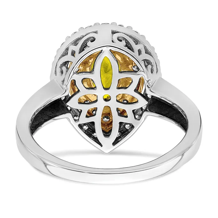 14k TwoTone 12 Ct Lab Grown Diamond VSSI G and Lab Created Yellow Sapphire Fashion Ring Goldia Rings