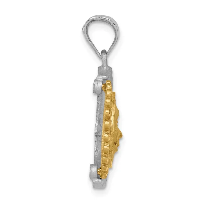 14k Twotone Gold Satin DC Sun Moon Pendant Goldia Necklaces