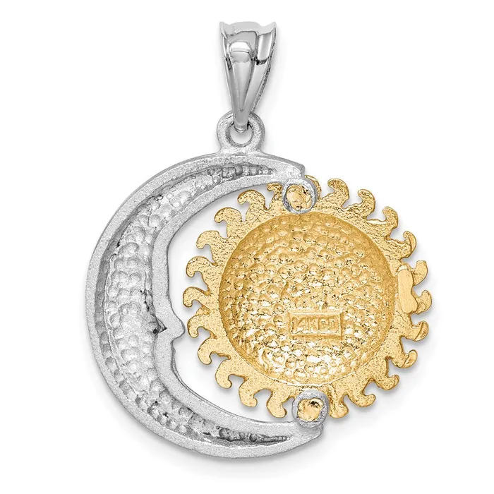 14k Twotone Gold Satin DC Sun Moon Pendant Goldia Necklaces