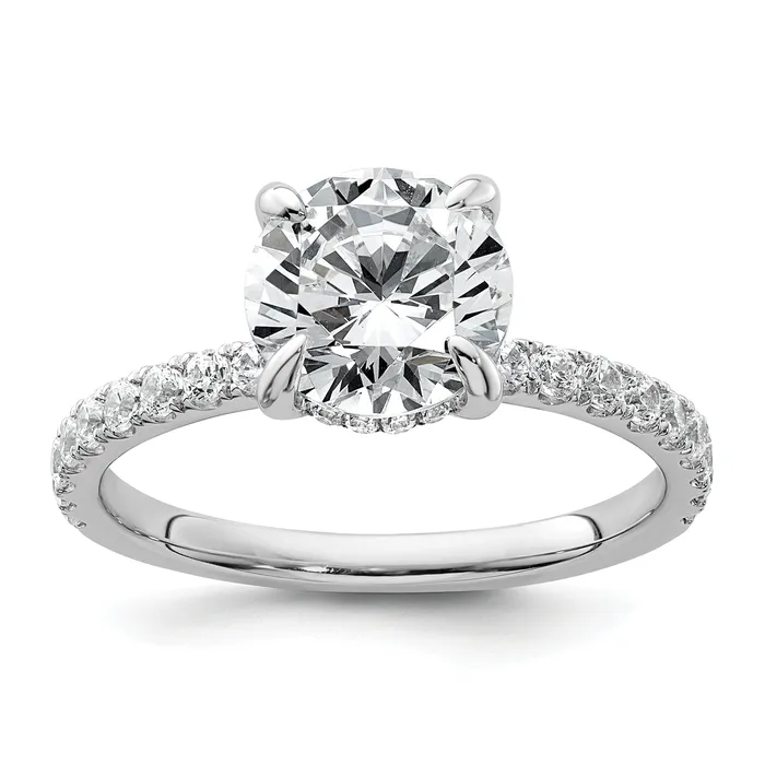14k White Gold 2 38 Ct Lab Grown Diamond VSSI G Flair Round Engagement Ring Goldia Rings