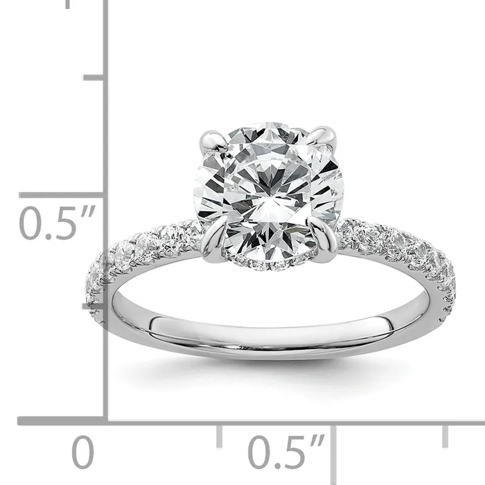 14k White Gold 2 38 Ct Lab Grown Diamond VSSI G Flair Round Engagement Ring Goldia Rings