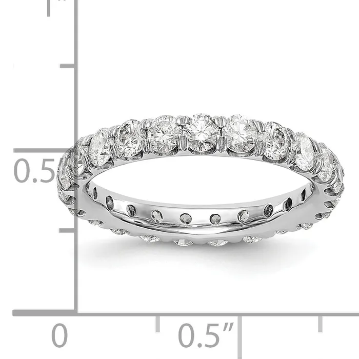 14k White Gold 3 Ct Lab Grown Diamond VSSI G Shared Prong Eternity Band Ring Goldia Rings