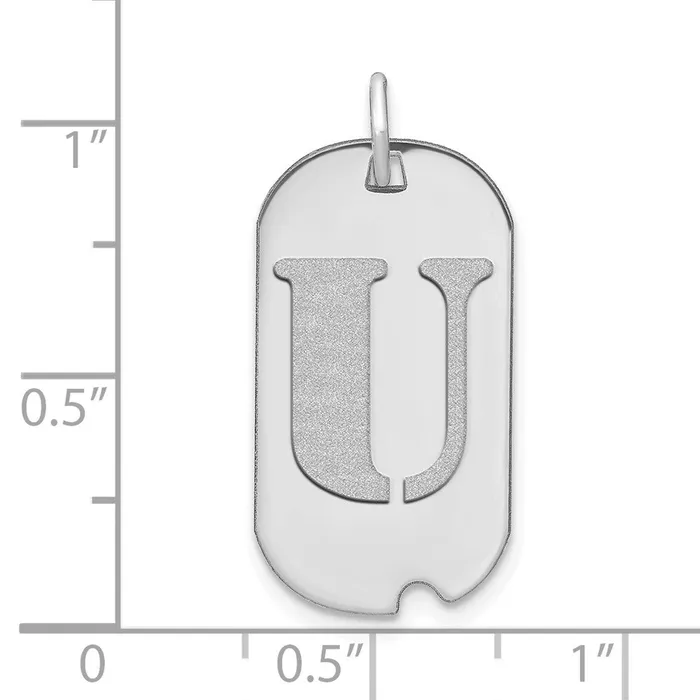 14k White Goldw Polished Letter U Initial Dog Tag Pendant Goldia Necklaces