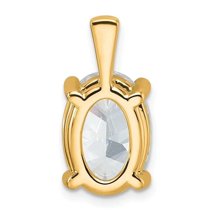 14k Yellow Gold 5 Ct Lab Grown Diamond VSSI G Oval Four Prong Pendant Goldia Necklaces