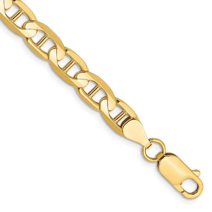Bracelets MDS Solid 14K Yellow Gold 9 inch 625mm Concave Anchor with Lobster Clasp Chain Bracelet