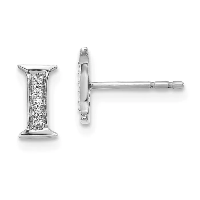 Earrings Goldia 14k White Gold Real Diamond Initial I Earrings