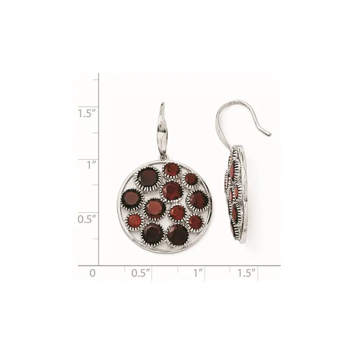 Earrings Goldia Sterling Silver Rhodium Plated Round Garnet Earrings