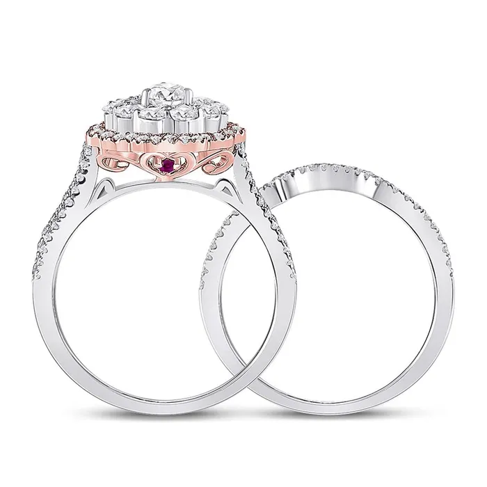 gndatlanta Rings 14k Twotone Gold Pear Diamond Solitaire Bridal Engagement Ring 113 Cttw Certified