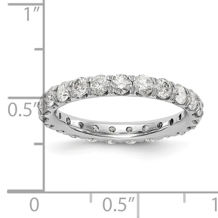 Goldia 14k White Gold 2 Ct Lab Grown Diamond VSSI G Shared Prong Eternity Band Ring Rings