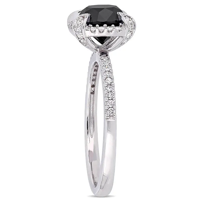 Goldia 20 CT TW Enhanced Black and White Natural Diamond Frame Engagement Ring in Solid 10K White Gold Rings