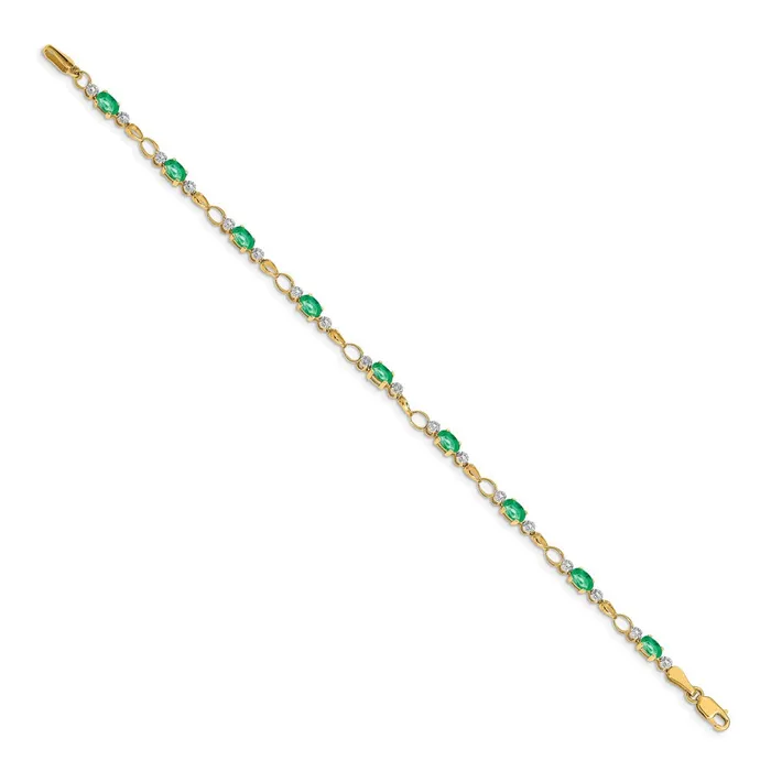 goldiaca Bracelets 14k Yellow Gold OpenLink DiamondEmerald Bracelet