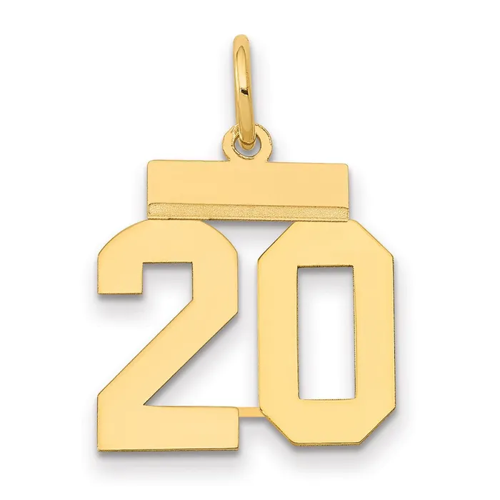 Goldia Charm Necklaces 14k Yellow Gold Small Polished Number 20 Charm