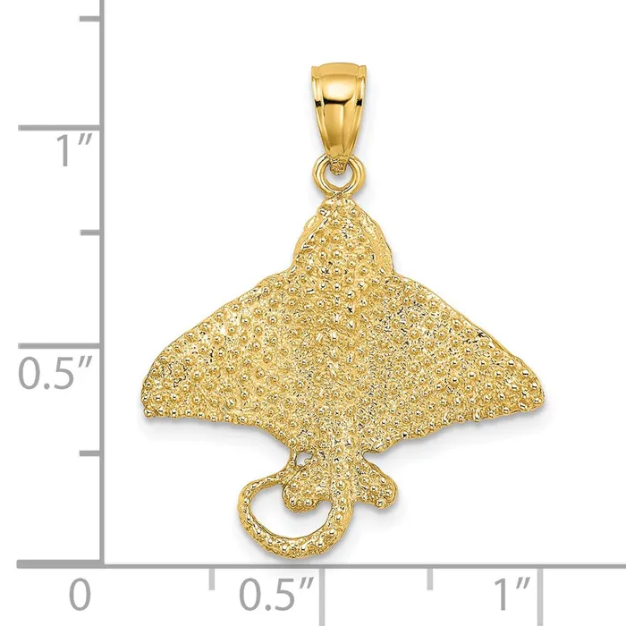 Goldia Charm Necklaces 14k Yellow Gold Textured Spotted Eagle Ray Charm