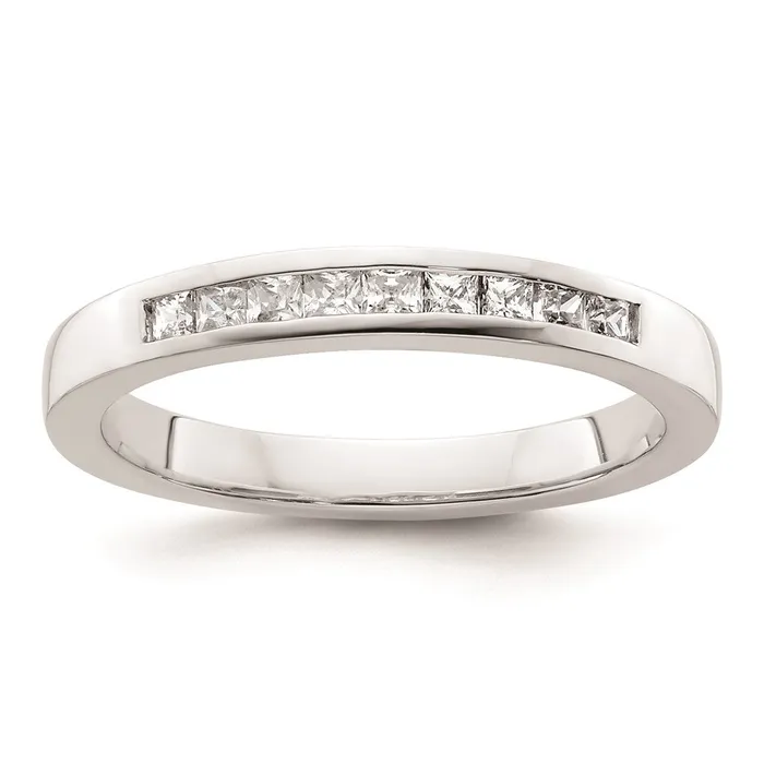Goldiacom 14K White Gold Real Diamond Wedding Band Rings