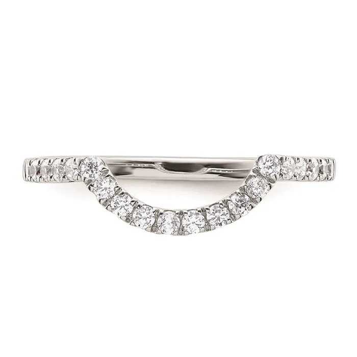 Goldiacom Rings 14k White Gold Real Diamond Contour Wedding Band
