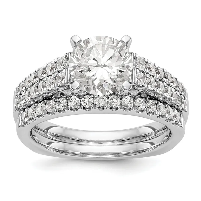 Goldiacom Rings 14K White Gold Simulated Diamond Engagement Ring