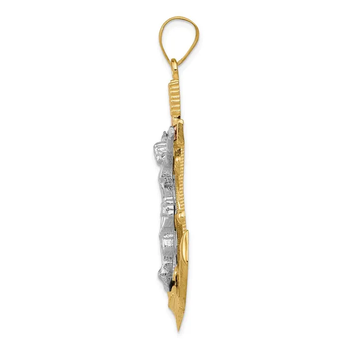 Goldia Necklaces 14k TriColor Gold Diamondcut wTextured Mariners Cross Pendant