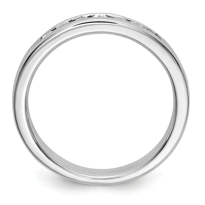 Goldia Rings 020ct CZ Solid Real 14k White Gold Flat Partial Closed 7Stone Channel Wedding Band Ring