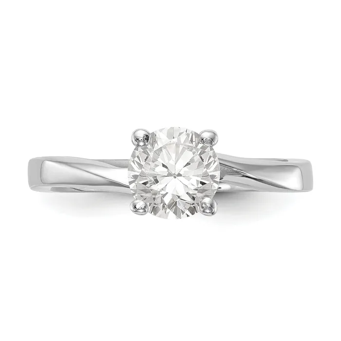 Goldia Rings 050ct CZ Solid Real 14K White Gold Round Solitaire Engagement Ring Engagement Polished
