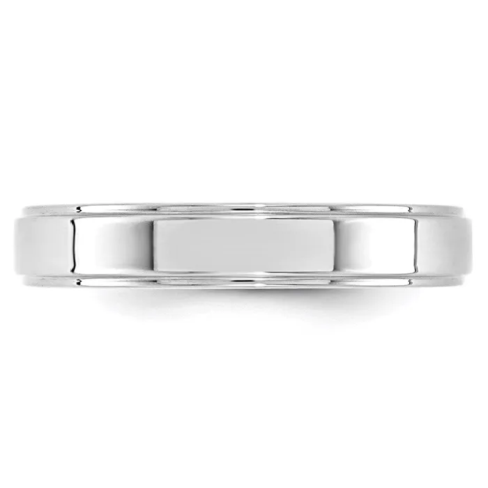 Goldia Rings Solid 14K White Gold 4mm Flat with Step Edge MensWomens Wedding Band Ring Size 55 Goldia Rings Solid 14K White Gold 4mm Flat with Step Edge MensWomens Wedding Band Ring Size 55