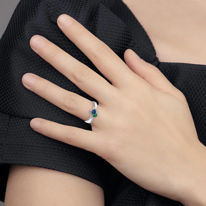 Goldia Rings Sterling Silver Rhodiumplated Synthetic 2 Stone Mothers Ring