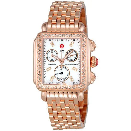 JMS always Watches Original Preowned Michele Deco Day White Dial Diamond Bezel RoseGold Ladies Watch MWW06P000109 JMS always Watches Original Preowned Michele Deco Day White Dial Diamond Bezel RoseGold Ladies Watch MWW06P000109