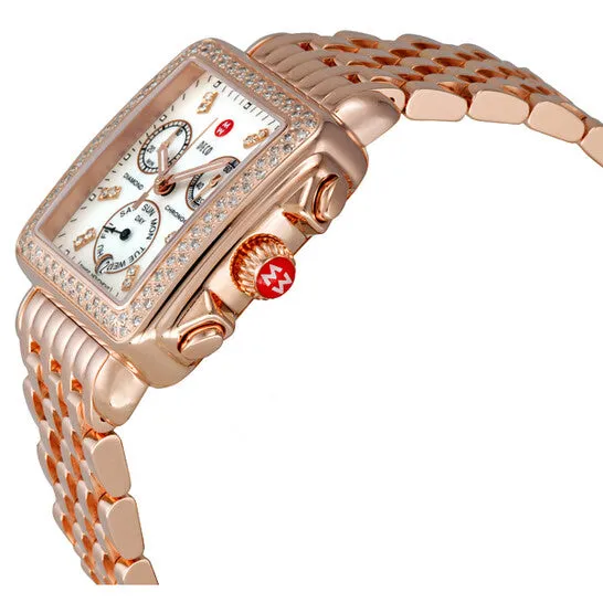 JMS always Watches Original Preowned Michele Deco Day White Dial Diamond Bezel RoseGold Ladies Watch MWW06P000109 JMS always Watches Original Preowned Michele Deco Day White Dial Diamond Bezel RoseGold Ladies Watch MWW06P000109