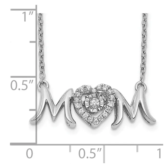 Necklaces 14k White Gold MOM Vibrant Real Diamond 18in Necklace Goldia