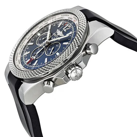 Original Breitling Bentley GMT Chronograph Automatic Blue Dial Stainless Steel Mens Watch A4736212C768 JMS always Bracelets