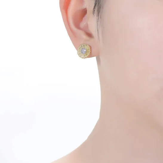 Original Rachel Glauber 14k Gold Plated And Cubic Zirconia Floral Stud Earrings JMS always Earrings
