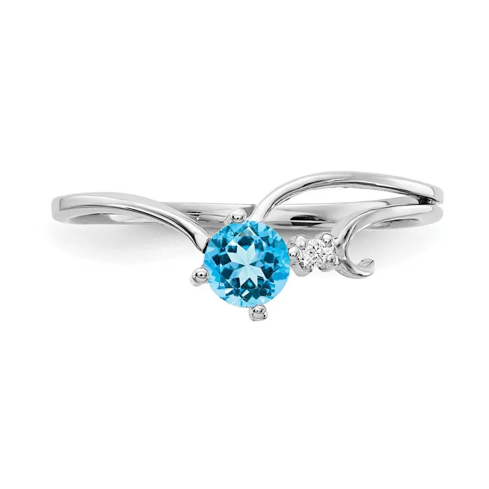 Rings 14k White Gold 4mm Blue Topaz A Real Diamond ring Goldiacom