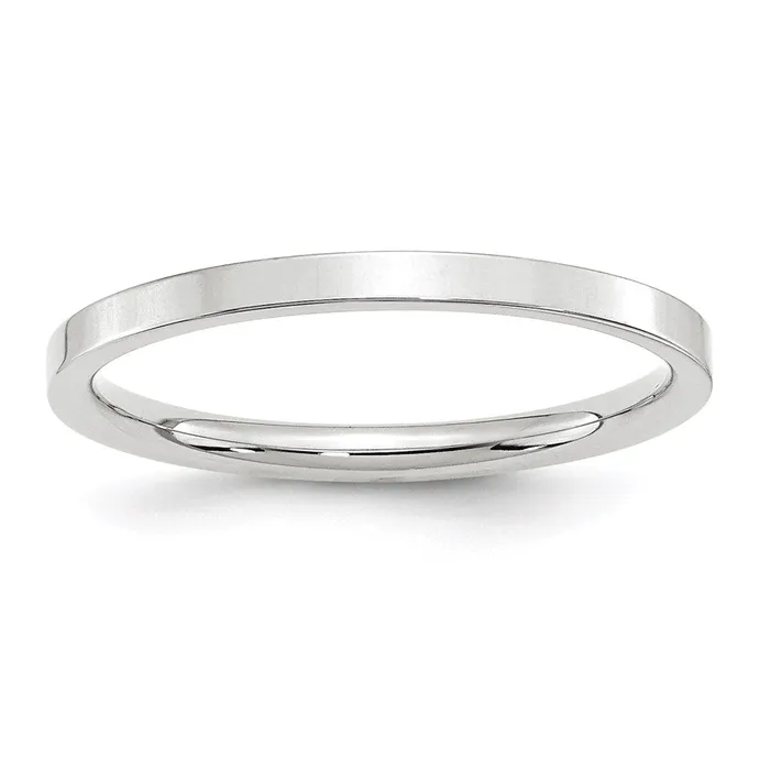 Rings Goldia Solid 18K White Gold 2mm Standard Flat Comfort Fit MensWomens Wedding Band Ring Size 95
