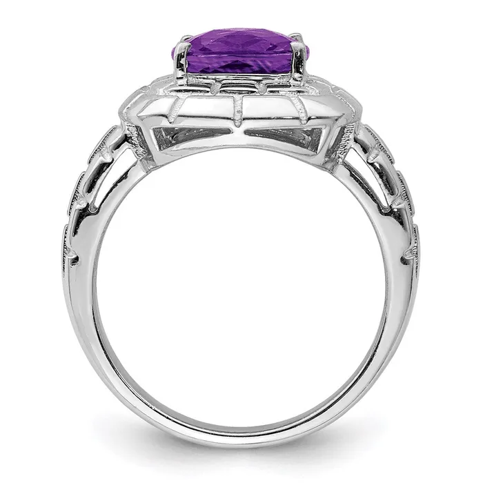 Rings Goldia Sterling Silver Rhodiumplated CheckerCut Amethyst Ring