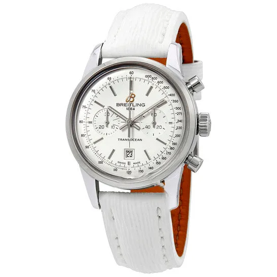 Watches Original Breitling Transocean Automatic Silver Dial White Leather Watch A4131012G757237X JMS always Watches Original Breitling Transocean Automatic Silver Dial White Leather Watch A4131012G757237X JMS always