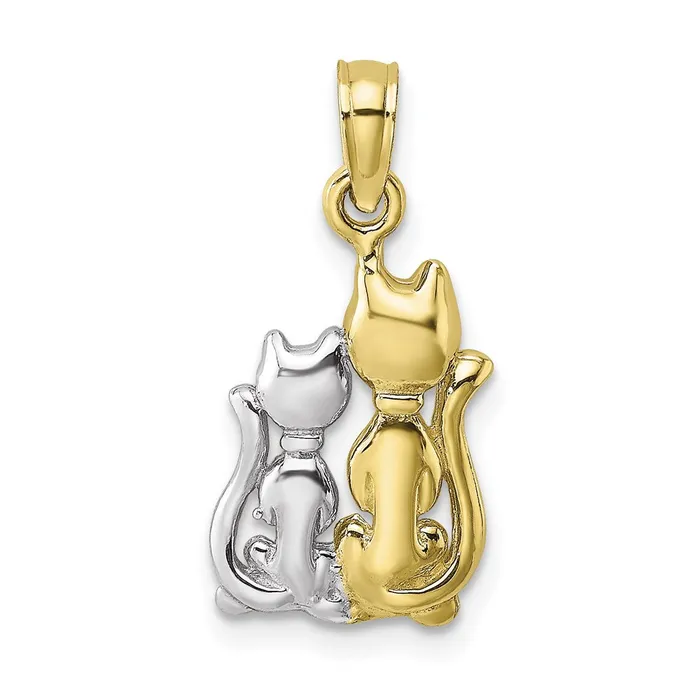 10K W Rhodium Polished Cat and Kitten Charm TreasureFineJewelers Charm Necklaces 10K W Rhodium Polished Cat and Kitten Charm TreasureFineJewelers Charm Necklaces
