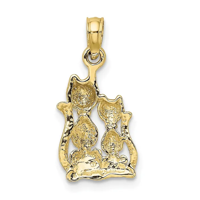 10K W Rhodium Polished Cat and Kitten Charm TreasureFineJewelers Charm Necklaces