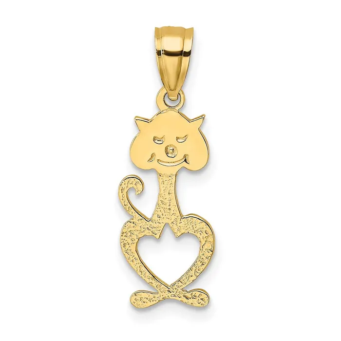 14K CutOut Engraved Cat Charm TreasureFineJewelers Charm Necklaces
