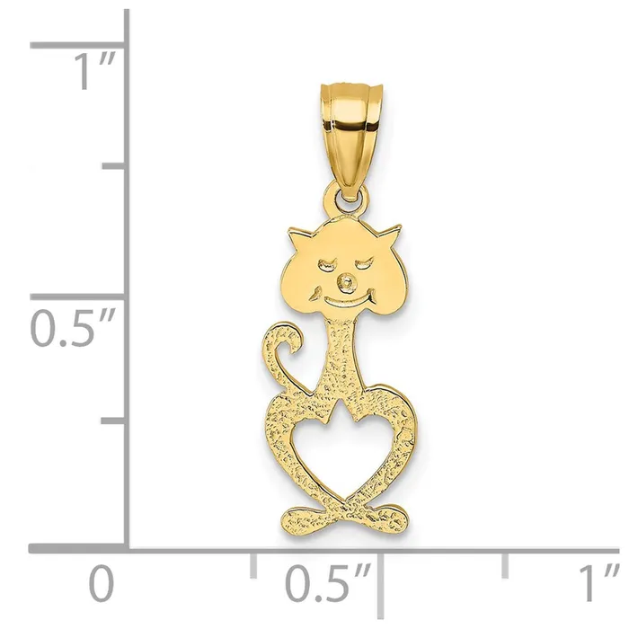 14K CutOut Engraved Cat Charm TreasureFineJewelers Charm Necklaces