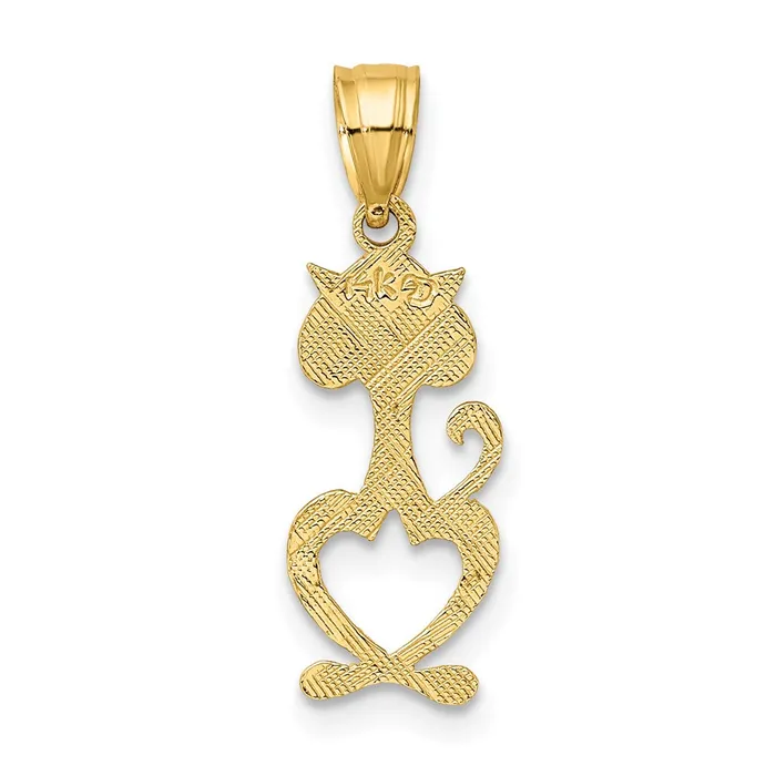 14K CutOut Engraved Cat Charm TreasureFineJewelers Charm Necklaces
