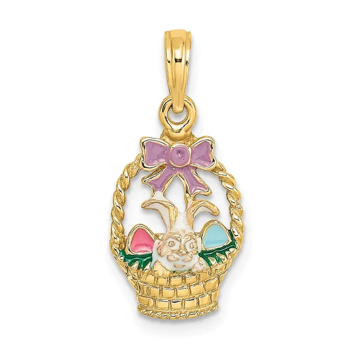 14K Enameled Easter Basket wBunny Bow and Eggs Charm TreasureFineJewelers Charm Necklaces 14K Enameled Easter Basket wBunny Bow and Eggs Charm TreasureFineJewelers Charm Necklaces