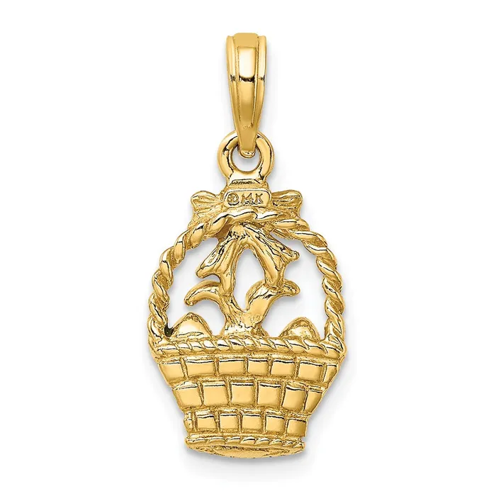 14K Enameled Easter Basket wBunny Bow and Eggs Charm TreasureFineJewelers Charm Necklaces
