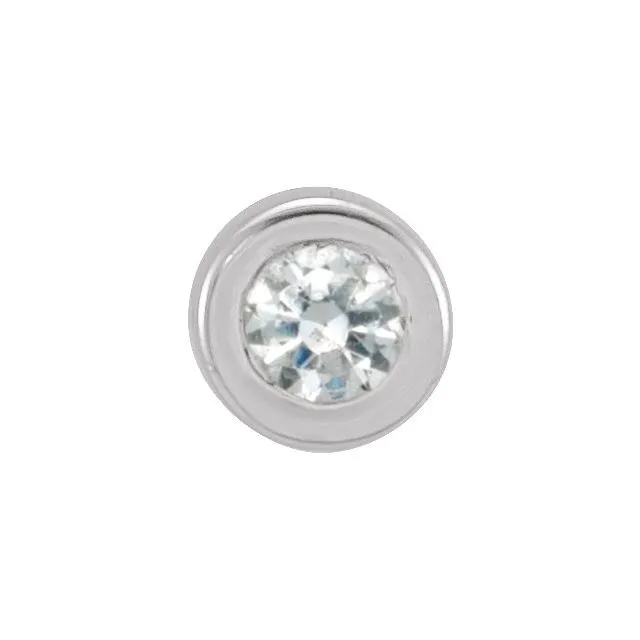 14K White Gold 01 CT Natural Diamond Micro Bezel Single Stud Earring TreasureFineJewelers Earrings