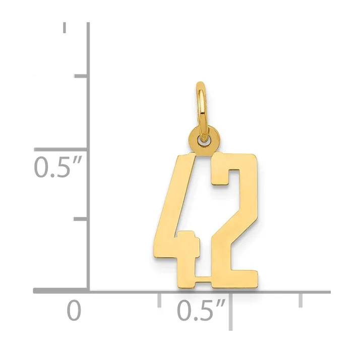 Charm Necklaces 14k Small Elongated Number 42 Charm TreasureFineJewelers