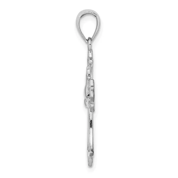 Charm Necklaces 14K White Gold Polished Cross w Dove Charm TreasureFineJewelers
