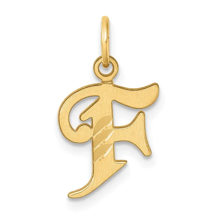 Charm Necklaces 14k Yellow Gold Diamondcut Letter F Initial Charm TreasureFineJewelers Charm Necklaces 14k Yellow Gold Diamondcut Letter F Initial Charm TreasureFineJewelers