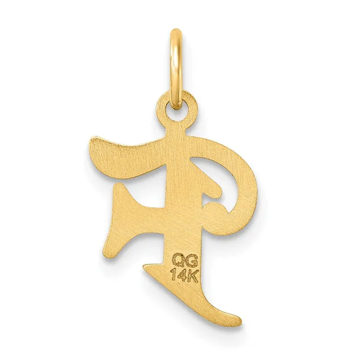 Charm Necklaces 14k Yellow Gold Diamondcut Letter F Initial Charm TreasureFineJewelers