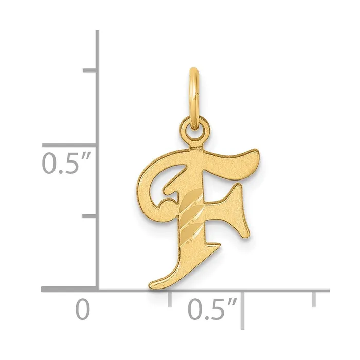 Charm Necklaces 14k Yellow Gold Diamondcut Letter F Initial Charm TreasureFineJewelers